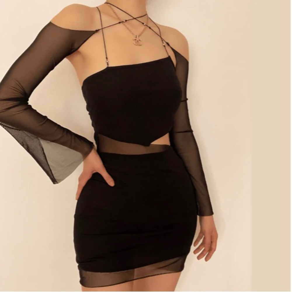 Mesh asymmetrical dress